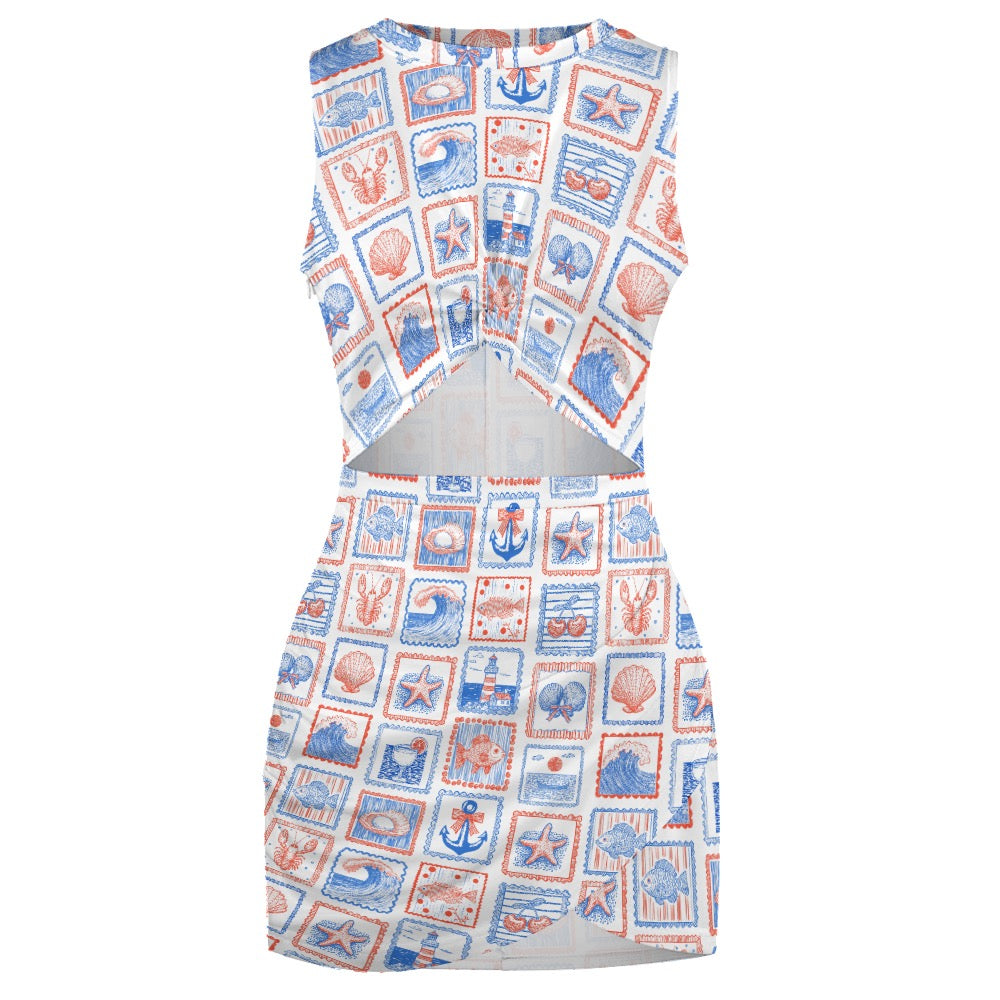 Seaside Postcard Cutout Dress
